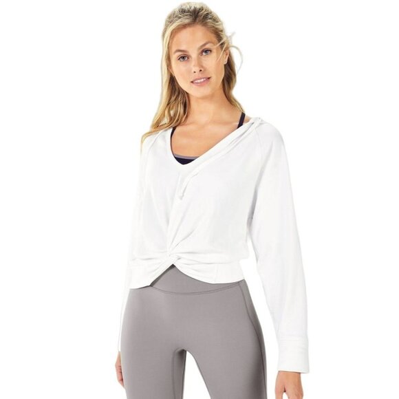 Fabletics Tops - Fabletics Sweatshirt Sydney Twist Front Hoodie White Size Large